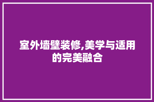 室外墙壁装修,美学与适用的完美融合