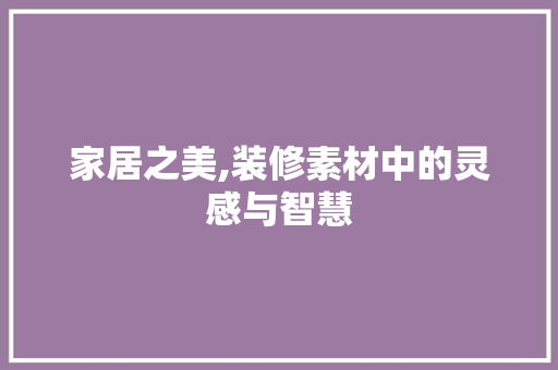 家居之美,装修素材中的灵感与智慧