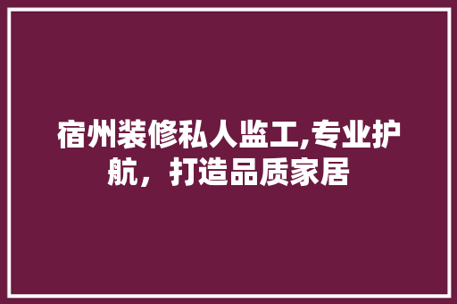 宿州装修私人监工,专业护航，打造品质家居