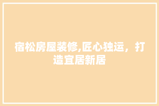 宿松房屋装修,匠心独运，打造宜居新居