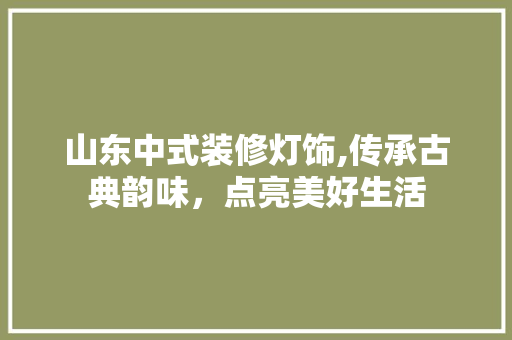 山东中式装修灯饰,传承古典韵味，点亮美好生活