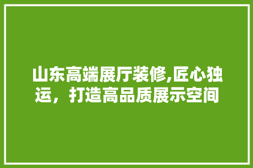 山东高端展厅装修,匠心独运，打造高品质展示空间