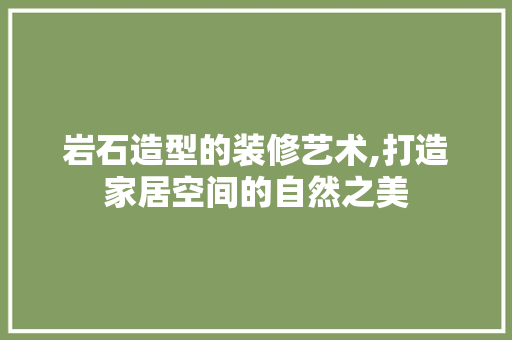 岩石造型的装修艺术,打造家居空间的自然之美