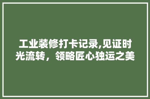 工业装修打卡记录,见证时光流转，领略匠心独运之美