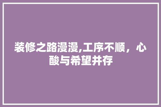装修之路漫漫,工序不顺，心酸与希望并存