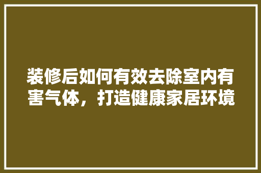 装修后如何有效去除室内有害气体，打造健康家居环境