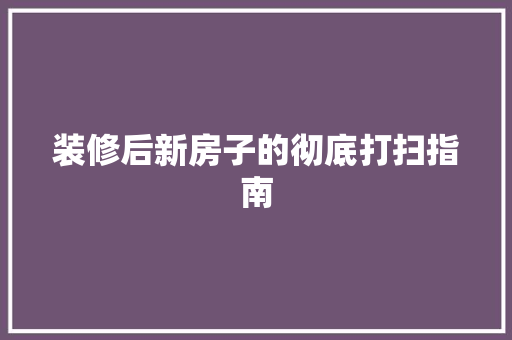 装修后新房子的彻底打扫指南