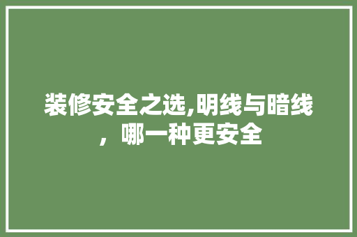 装修安全之选,明线与暗线，哪一种更安全