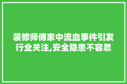 装修师傅家中流血事件引发行业关注,安全隐患不容忽视