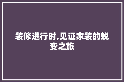 装修进行时,见证家装的蜕变之旅