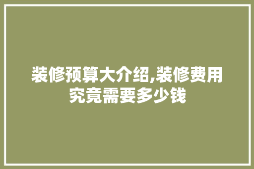 装修预算大介绍,装修费用究竟需要多少钱