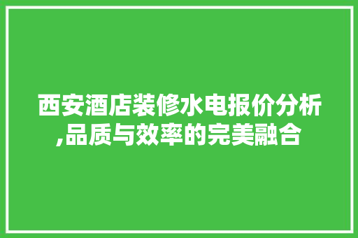 西安酒店装修水电报价分析,品质与效率的完美融合