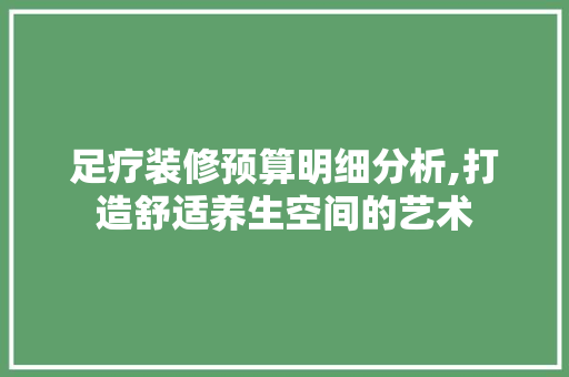 足疗装修预算明细分析,打造舒适养生空间的艺术