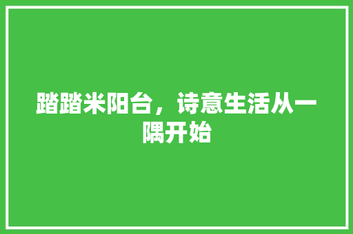 踏踏米阳台，诗意生活从一隅开始