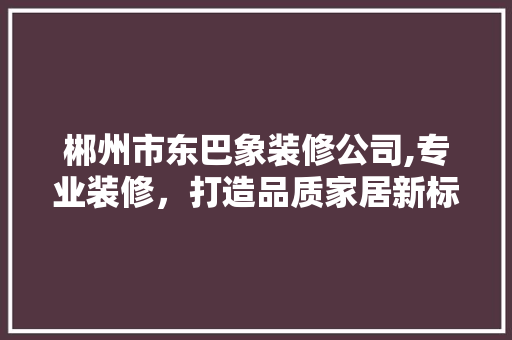 郴州市东巴象装修公司,专业装修，打造品质家居新标杆