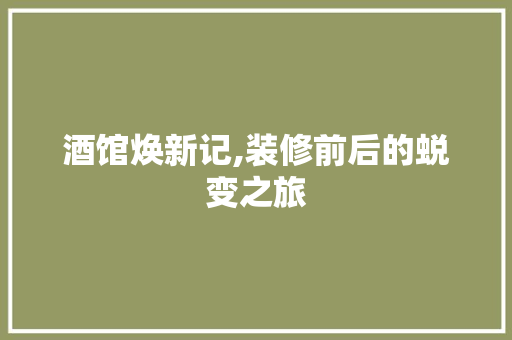 酒馆焕新记,装修前后的蜕变之旅