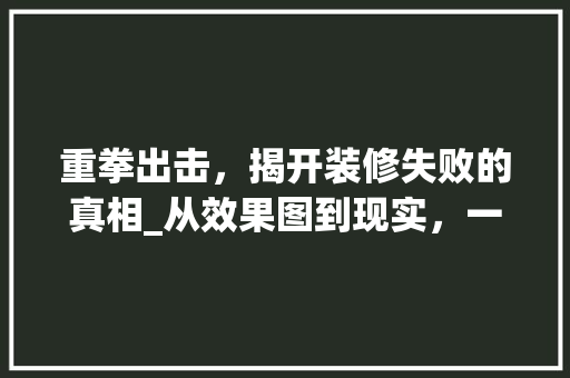 重拳出击，揭开装修失败的真相_从效果图到现实，一场视觉与现实的碰撞