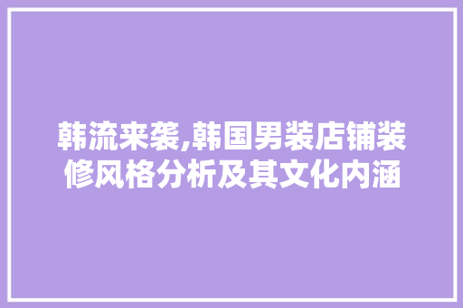 韩流来袭,韩国男装店铺装修风格分析及其文化内涵