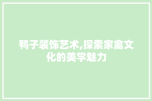 鸭子装饰艺术,探索家禽文化的美学魅力
