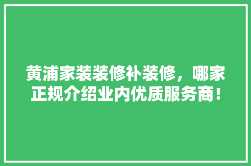 黄浦家装装修补装修，哪家正规介绍业内优质服务商！