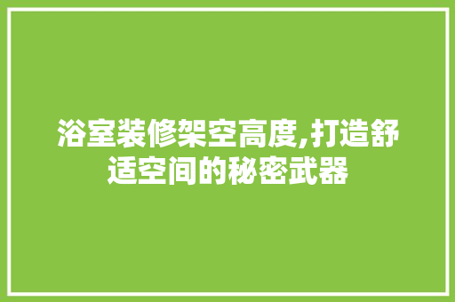 浴室装修架空高度,打造舒适空间的秘密武器