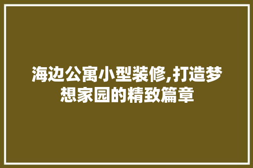 海边公寓小型装修,打造梦想家园的精致篇章