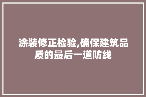 涂装修正检验,确保建筑品质的最后一道防线