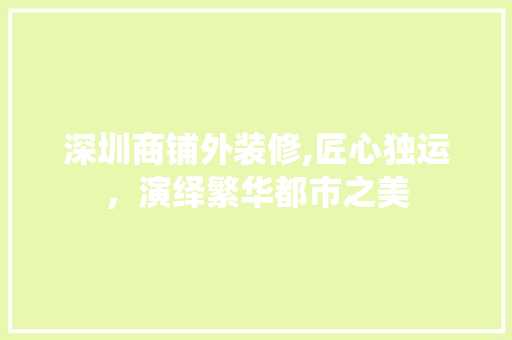 深圳商铺外装修,匠心独运，演绎繁华都市之美