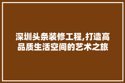 深圳头条装修工程,打造高品质生活空间的艺术之旅