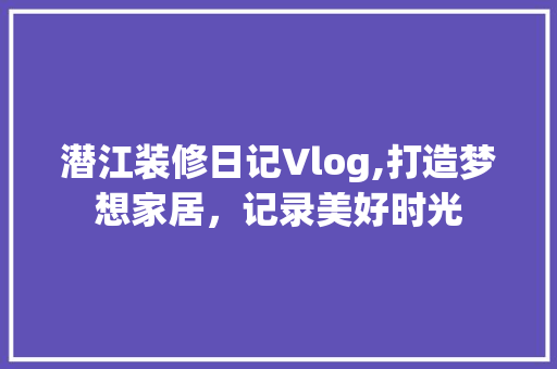 潜江装修日记Vlog,打造梦想家居，记录美好时光