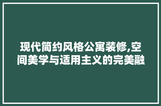 现代简约风格公寓装修,空间美学与适用主义的完美融合