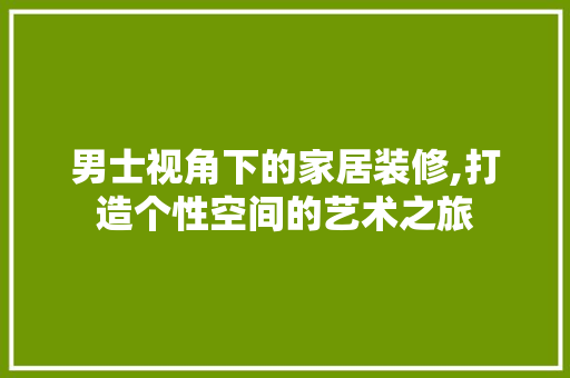 男士视角下的家居装修,打造个性空间的艺术之旅