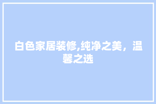 白色家居装修,纯净之美，温馨之选