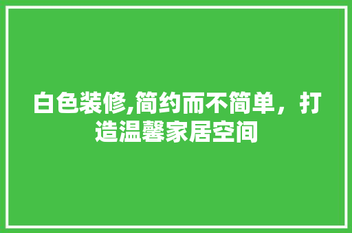 白色装修,简约而不简单，打造温馨家居空间