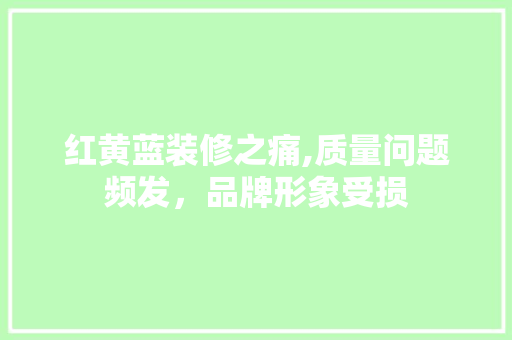 红黄蓝装修之痛,质量问题频发，品牌形象受损