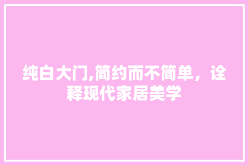纯白大门,简约而不简单，诠释现代家居美学
