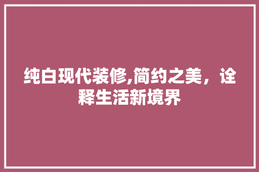 纯白现代装修,简约之美，诠释生活新境界