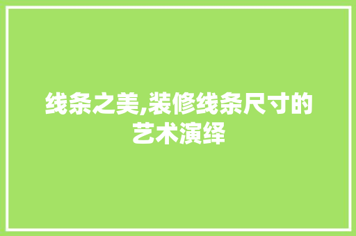 线条之美,装修线条尺寸的艺术演绎