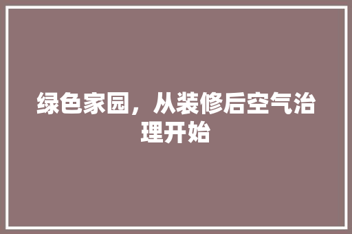 绿色家园，从装修后空气治理开始