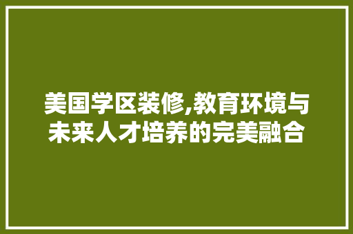 美国学区装修,教育环境与未来人才培养的完美融合