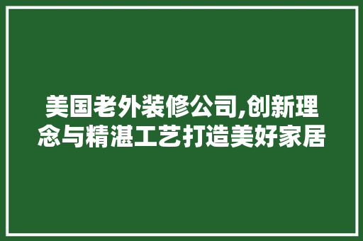 美国老外装修公司,创新理念与精湛工艺打造美好家居