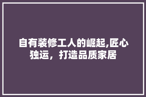 自有装修工人的崛起,匠心独运，打造品质家居