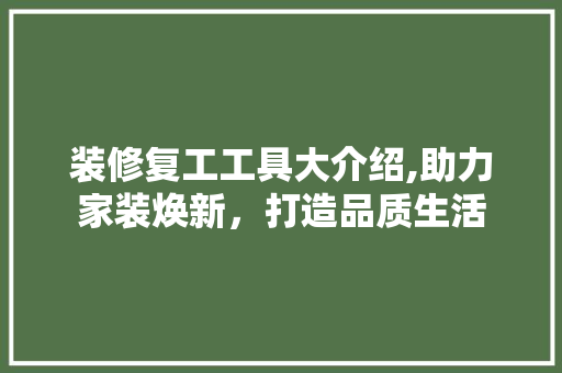 装修复工工具大介绍,助力家装焕新，打造品质生活