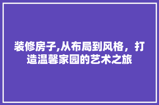 装修房子,从布局到风格，打造温馨家园的艺术之旅