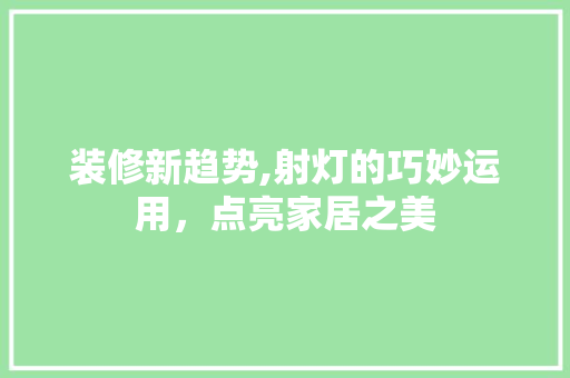 装修新趋势,射灯的巧妙运用，点亮家居之美