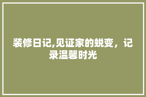 装修日记,见证家的蜕变，记录温馨时光
