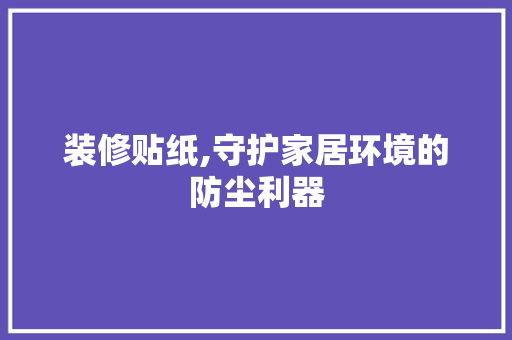 装修贴纸,守护家居环境的防尘利器