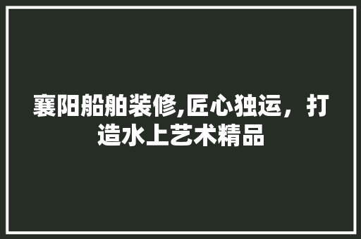 襄阳船舶装修,匠心独运，打造水上艺术精品