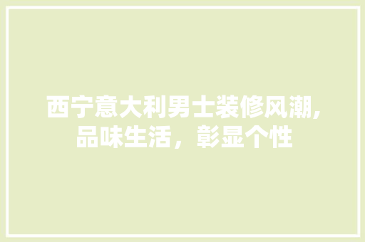 西宁意大利男士装修风潮,品味生活，彰显个性