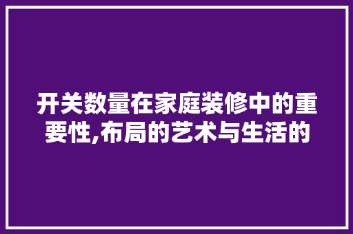 开关数量在家庭装修中的重要性,布局的艺术与生活的便捷